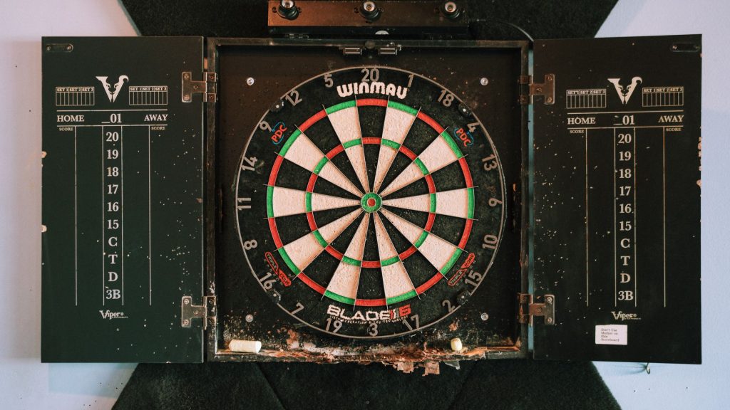 dartboard and cabinet